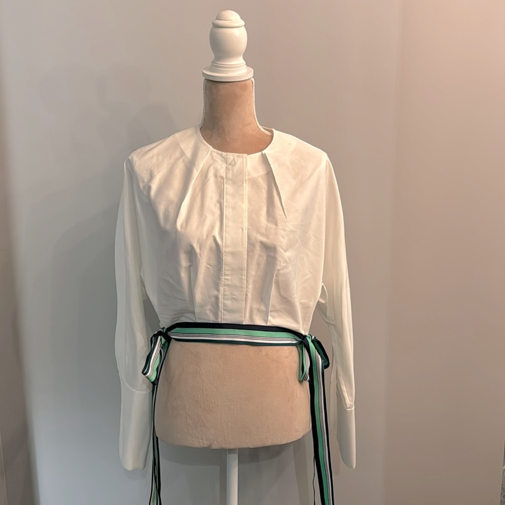 Cropped Diane von Furstenberg Pima cotton blouse.